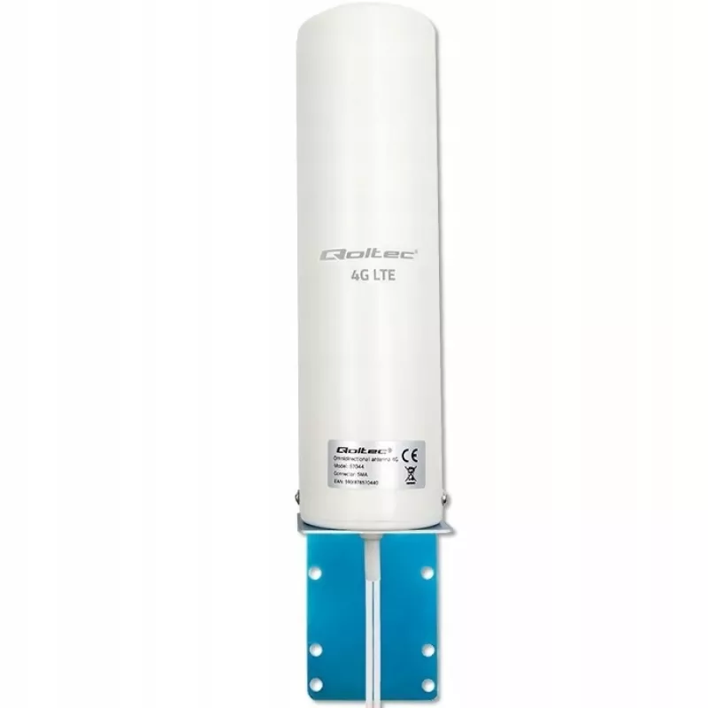 Āra visvirziena 4G LTE antenna QOLTEC 57044, 5 dBi, 600–2700 MHz, 50 W, 50 Ω, balts vara korpuss