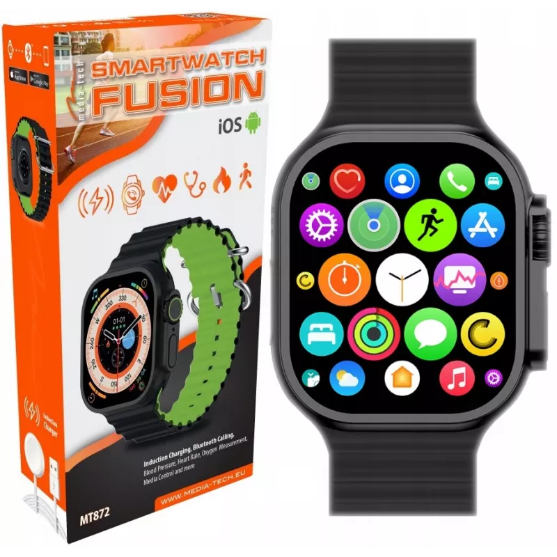 FUSION MT872 viedpulkstenis — Bluetooth zvani, pulss, asinsspiediens, skābekļa līmenis