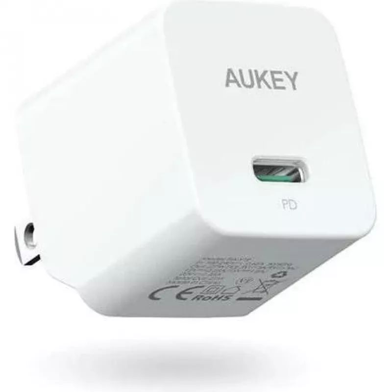 Mini sienas lādētājs AUKEY PA-Y20S Balts 1xUSB-C 20W PD Power Delivery