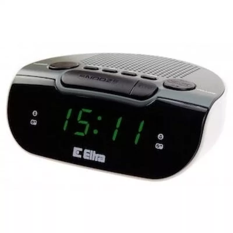 Radio ar pulksteni/alarmu LED, Eltra, 127x53x98 mm, Pelēks/Balts
