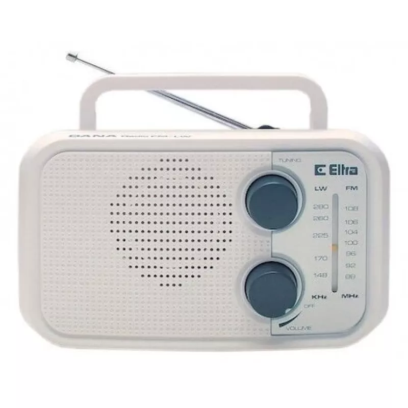 Radio Eltra DANA balts – pārnēsājams analogais radio, kompakts galda dizains