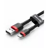 USB-A uz Lightning kabelis Baseus Cafule 2.4A QC 3.0, 1 m — melns/sarkans