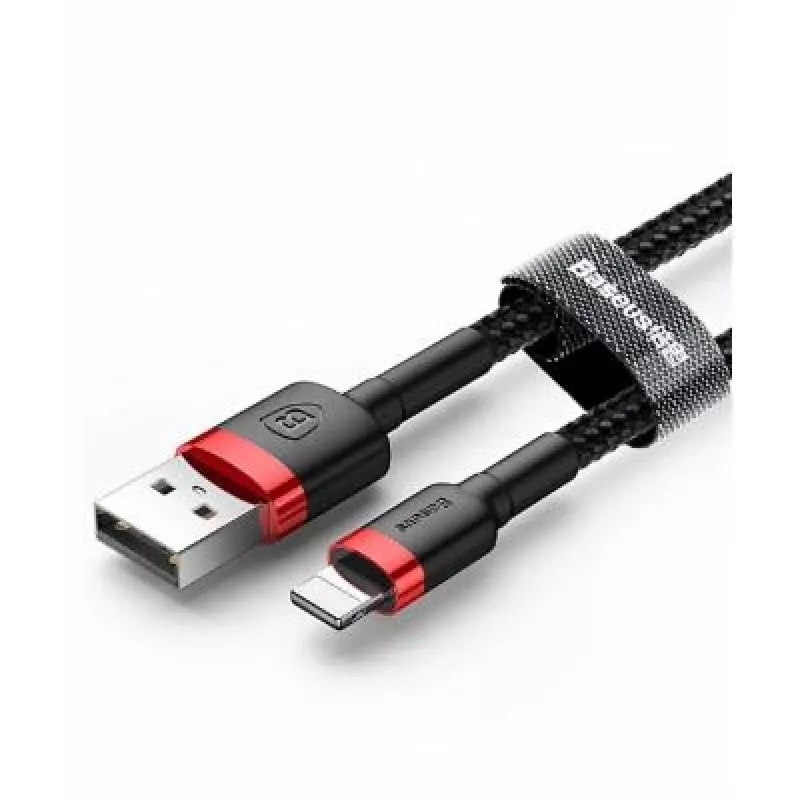 USB-A uz Lightning kabelis Baseus Cafule 2.4A QC 3.0, 1 m — melns/sarkans