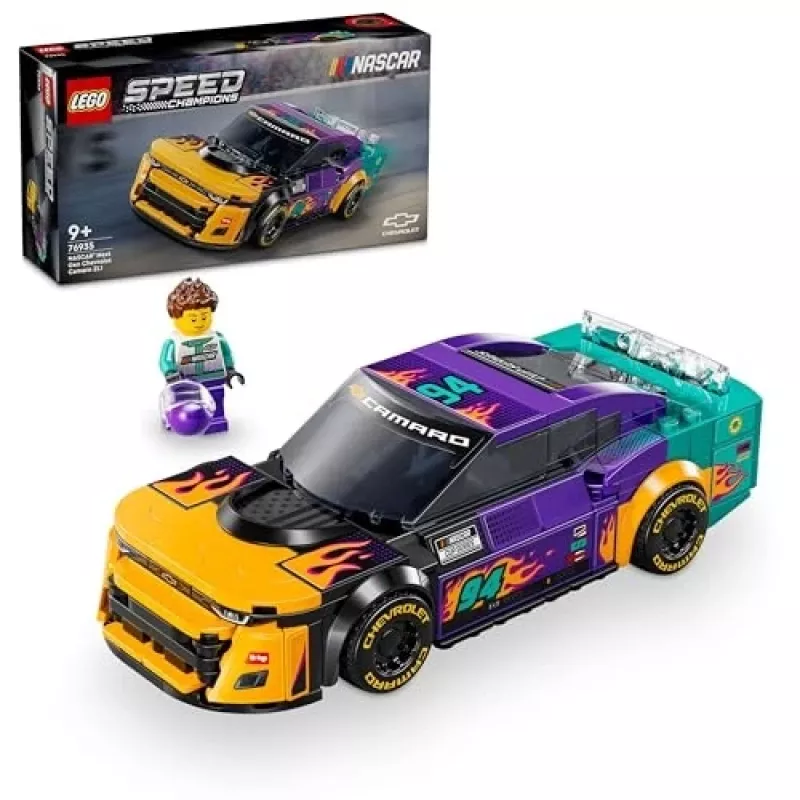 LEGO Speed Champions 76935 NASCAR Next Gen Chevrolet Camaro ZL1 būvējams modelis, 328 gabali, 1 minifigūra, 9+ gadi