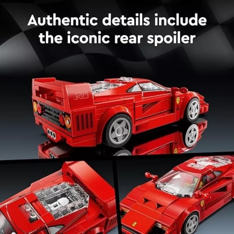 LEGO Speed Champions Ferrari F40 Supercar būvējams auto modelis bērniem no 9 gadiem ar šofera minifigūru