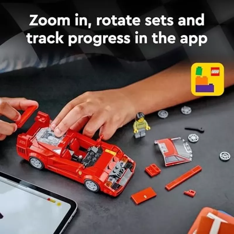 LEGO Speed Champions Ferrari F40 Supercar būvējams auto modelis bērniem no 9 gadiem ar šofera minifigūru