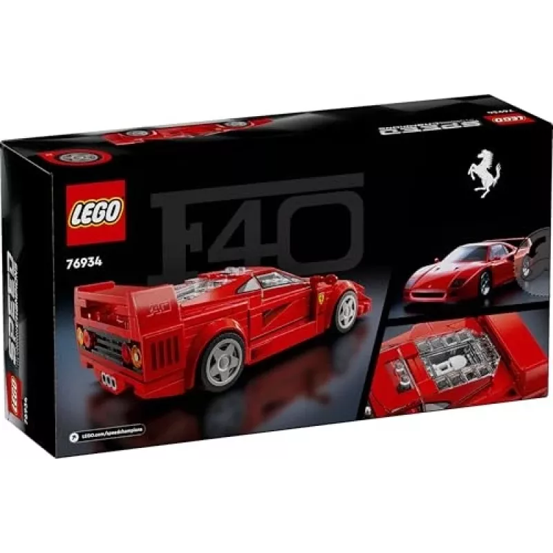 LEGO Speed Champions Ferrari F40 Supercar būvējams auto modelis bērniem no 9 gadiem ar šofera minifigūru