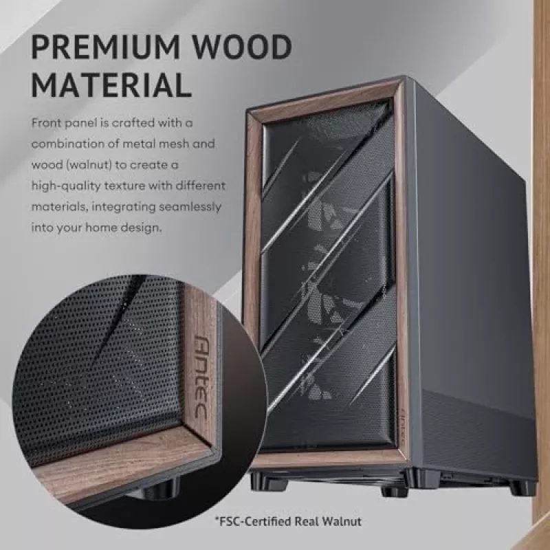 Antec 0-761345-10133-2 Datora korpuss MIDI Tower Melns Koka