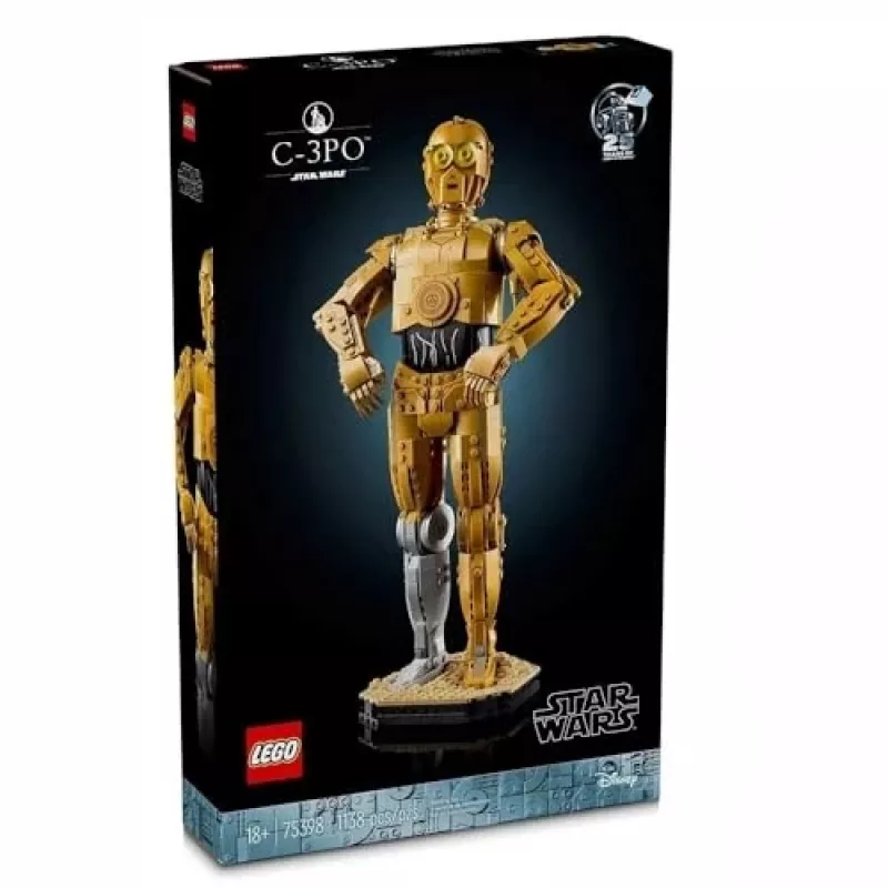 LEGO būvējama figūra Star Wars C-3PO modelis 75398 — 1138 gab., 380 mm displeja kolekcionējams