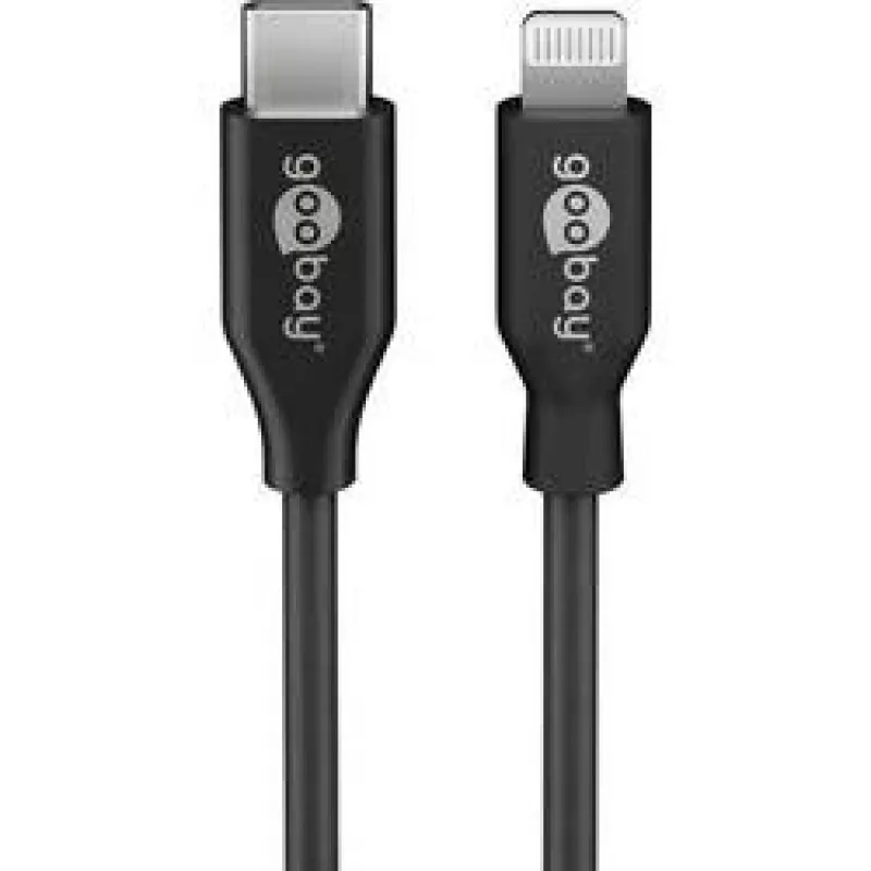 Goobay 39447 USB-C – Lightning uzlādes un datu kabelis, MFi, 2 m, melnā krāsā