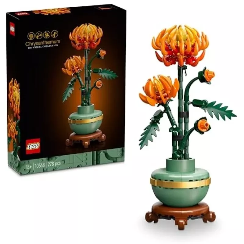 LEGO Icons Krizantēmas ziedu būvēšanas komplekts pieaugušajiem, mākslīgais augs, dāvana