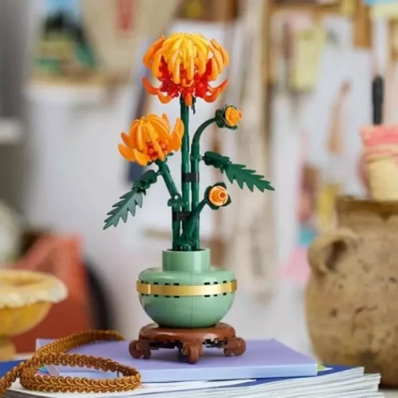 LEGO Icons Krizantēmas ziedu būvēšanas komplekts pieaugušajiem, mākslīgais augs, dāvana
