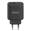 SAVIO LA-06/B 30 W sienas uzlādes ierīce, USB-A + USB-C, Quick Charge, Power Delivery 3.0, melna