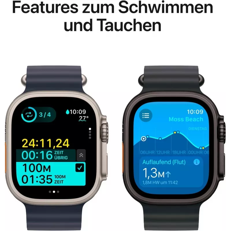 APPLE Watch Ultra 2 GPS + Cellular 49mm Melna Titāna Korpuss ar Melnu Trail Siksnu - M/L