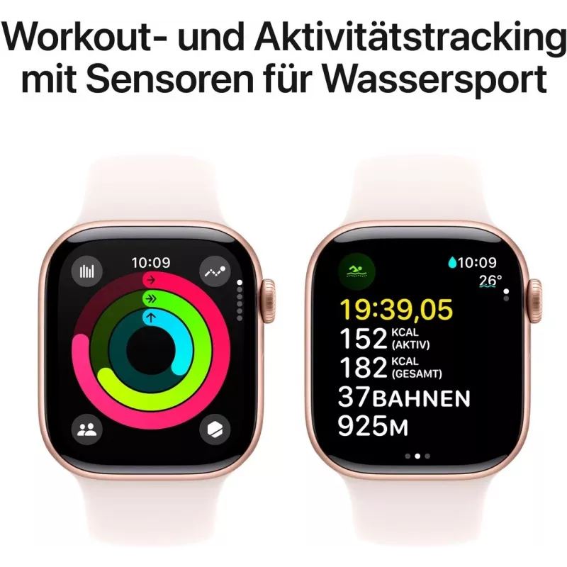 APPLE Watch Series 10 GPS 42mm Rožu Zelta Alumīnija Korpusā ar Light Blush Sport Siksniņu - S/M