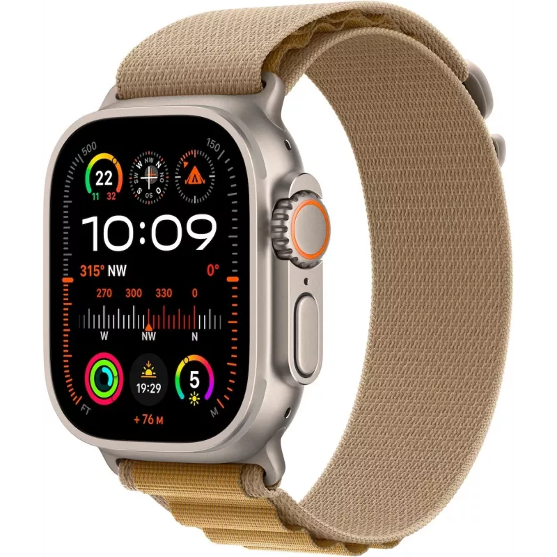 Apple Watch Ultra 2 GPS + Cellular 49mm dabīga titāna korpuss ar Alpu siksniņu - vidējs (MX4F3FD/A)