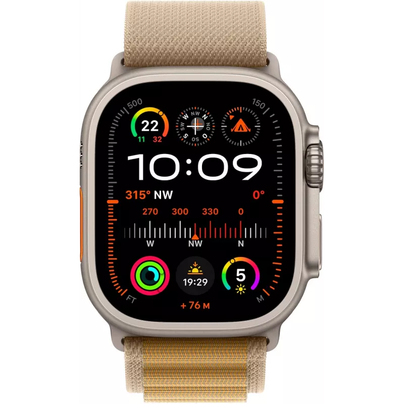 Apple Watch Ultra 2 GPS + Cellular 49mm dabīga titāna korpuss ar Alpu siksniņu - vidējs (MX4F3FD/A)