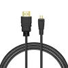 HDMI kabelis SAVIO CL-39 1 m — A (vīrišķais) uz Micro D (vīrišķais), HDMI 1.4, 4096x2160, ARC, Ethernet, apzeltīti kontakti, melns