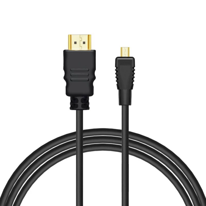 HDMI kabelis SAVIO CL-39 1 m — A (vīrišķais) uz Micro D (vīrišķais), HDMI 1.4, 4096x2160, ARC, Ethernet, apzeltīti kontakti, melns