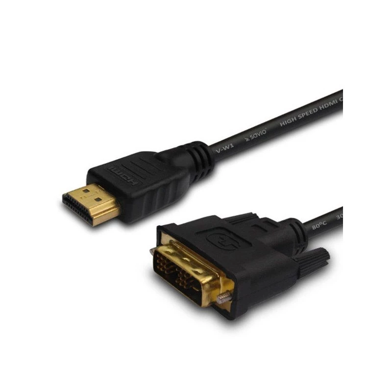 Savio CL-139 DVI-D uz HDMI kabelis 1.8m melns