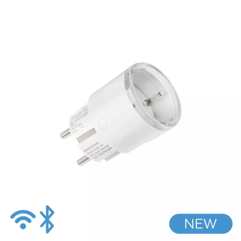 Viedā kontaktligzda Shelly Plug S Gen3 — Wi‑Fi viedais spraudnis ar enerģijas monitoringu, F tips, 110–230 V, 2500 W, balts