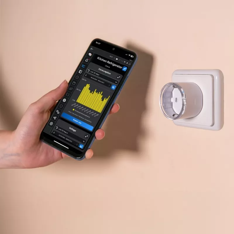 Viedā kontaktligzda Shelly Plug S Gen3 — Wi‑Fi viedais spraudnis ar enerģijas monitoringu, F tips, 110–230 V, 2500 W, balts