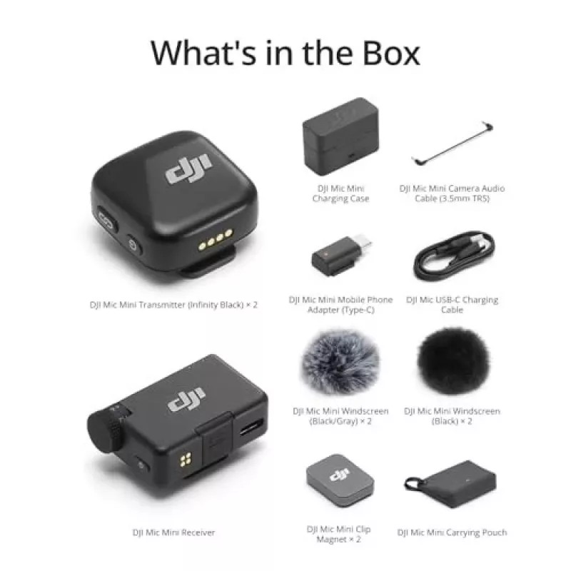 DJI Mic Mini (2 TX + 1 RX + Uzlādes futrālis) Bezvadu mikrofonu komplekts - Tumši pelēks