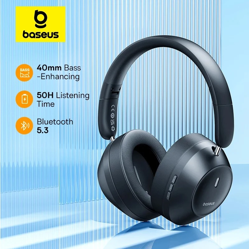 Baseus Bass 30 Max bezvadu austiņas Bluetooth 5.3, zemfrekvenču pastiprinājums, 40 mm membrāna, zema latentuma, 50 h darbība