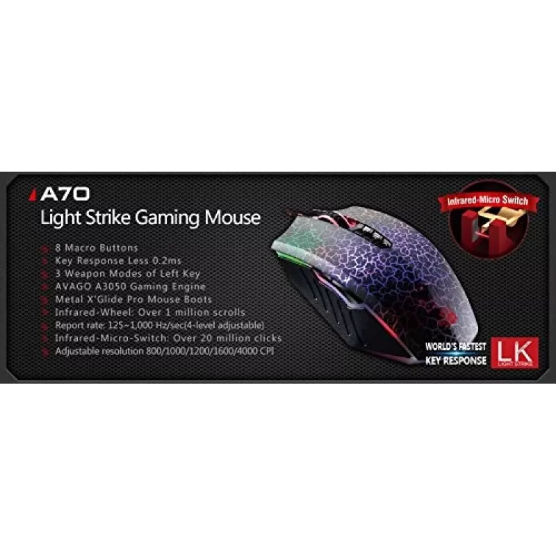 A4Tech Bloody Blazing A70 (Aktivēta) pele USB Type-A Optiskā 6200 DPI A4TMYS47285