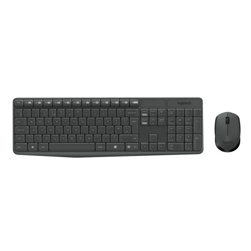 Logitech MK235 Izturīgs bezvadu tastatūras un peles komplekts pelēks