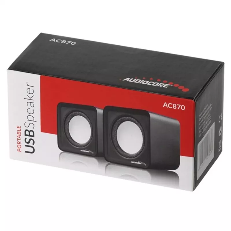 2-virzienu datora skaļrunis Audiocore AC870 B — 3 W RMS, vadu USB barošana, 3.5 mm ieeja, 2.0 kanāli