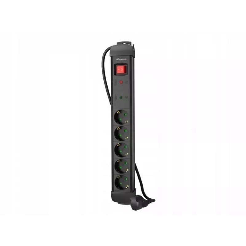 Lanberg SP1-05F-0300-BK Pagarinātājs 3 m 5 AC kontaktligzdas Iekštelpām Melns