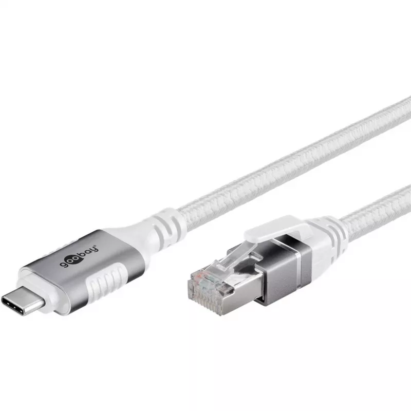 Tīkla kabelis Goobay 74180 USB-C uz RJ-45 Cat6 10 m Balts