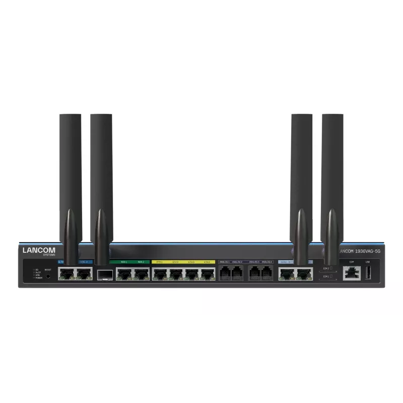 LANCOM 1936VAG-5G (EU) VoIP vārteja ar Multi-WAN SD-WAN un 5G, 1 GbE, melnā krāsā