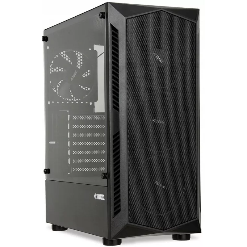 PC korpuss IBOX LUPUS 27 Midi Tower ATX, rūdīts stikls, RGB, 455×200×380 mm, atbalsta ATX, GPU līdz 32 cm