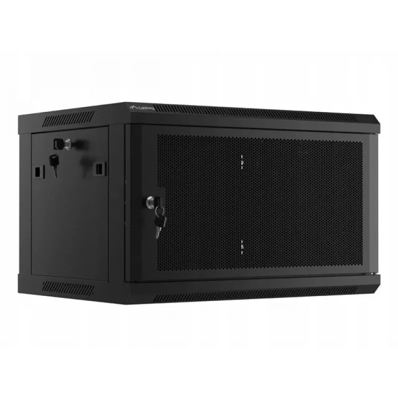 Lanberg WF01-6406-23B Piekarināmais skapis 19 inch 6U 600x450 perforētas durvis (plakanā iepakojumā) melns