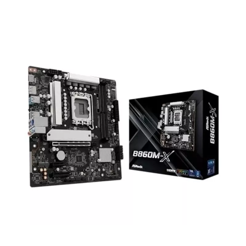 ASRock B860M-X mātesplate ar Intel B860 mikroshēmojumu, LGA 1851, micro ATX, DDR5