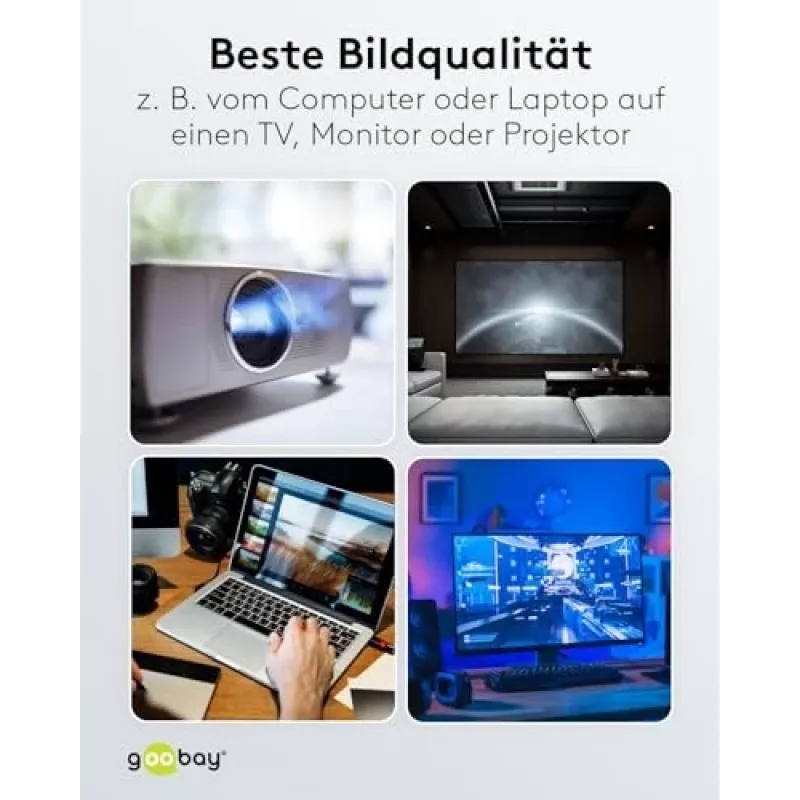 GOOBAY 64836 DisplayPort 1.2 uz HDMI adaptera kabelis 1.4, 4K @ 30Hz, apzeltīti savienotāji