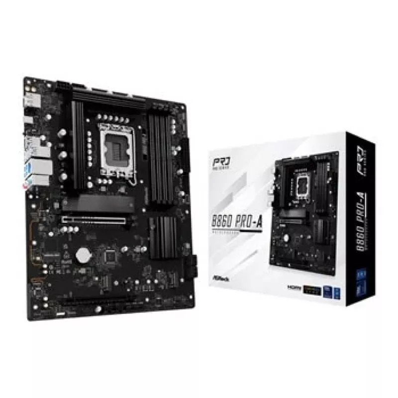 Mātesplate ASRock B860 Pro-A — Intel B860 ATX, LGA 1851, DDR5, 4x DIMM, 256 GB, 2.5Gb LAN, 1x M.2, 4x SATA III