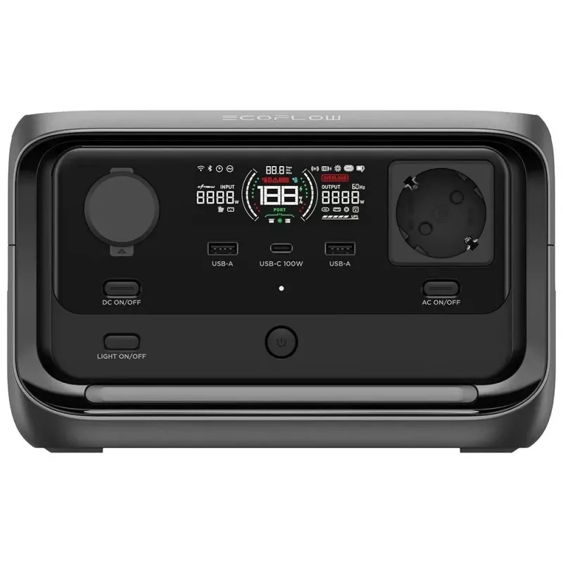 Pārnēsājama spēkstacija EcoFlow River 3 Plus — LiFePO4 286Wh, AC un USB izejas, saules/auto lādēšana
