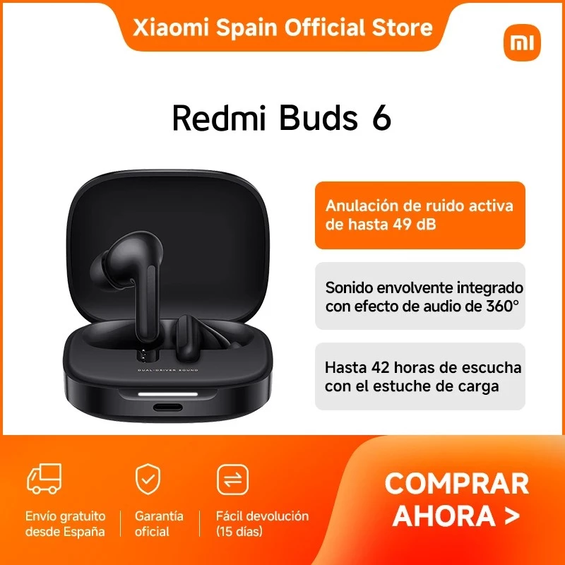 Xiaomi Buds 6 bezvadu ausiņas, in-ear, Bluetooth 5.4, ANC, 42 h atskaņošana, IP54, Night Black