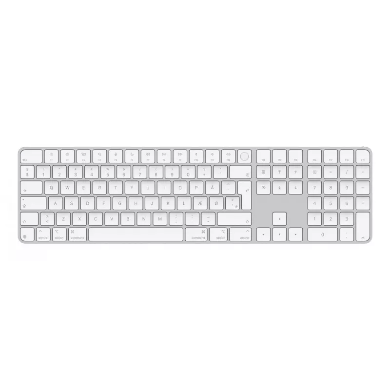Apple MXK73DK/A Magic Keyboard bezvadu tastatūra ar Touch ID un ciparu bloku, dāņu valodas izkārtojums, balta