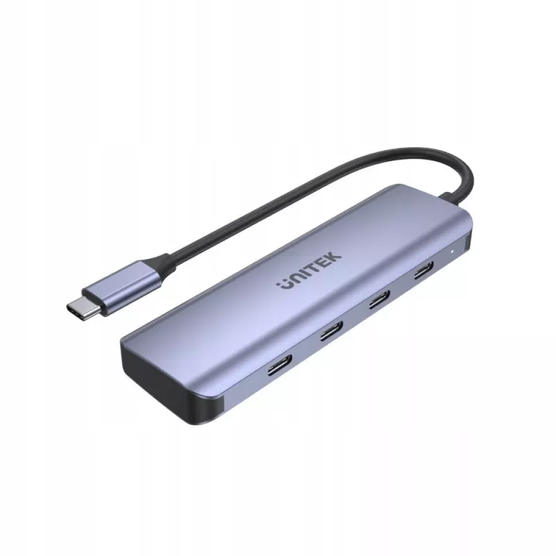 UNITEK uHUB Q4 USB-C centrmezgls 4 porti 5000 Mbit/s Pelēks