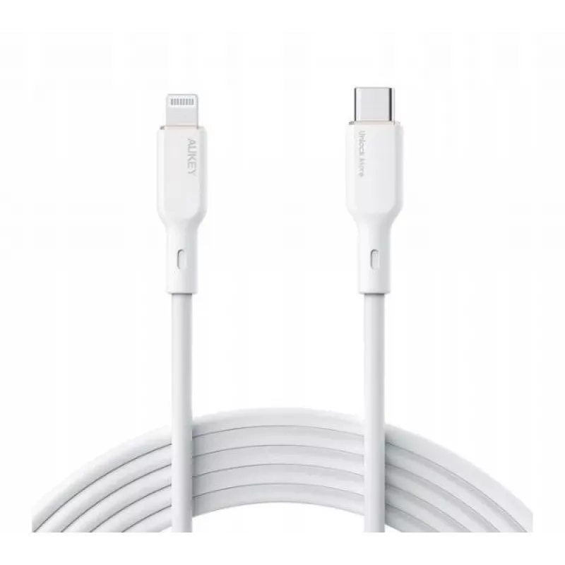 AUKEY CB-SCL2 Balts Silikona Kabelis Lightning-USB-C USB Power Delivery