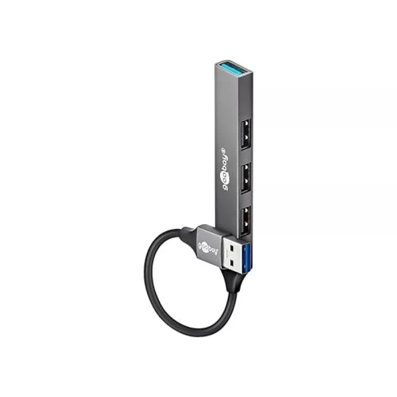 Goobay USB Hubs 74456 4-portu USB-A centrmezgls 5 Gbit/s gaiši pelēks
