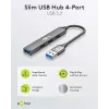 Goobay USB Hubs 74456 4-portu USB-A centrmezgls 5 Gbit/s gaiši pelēks