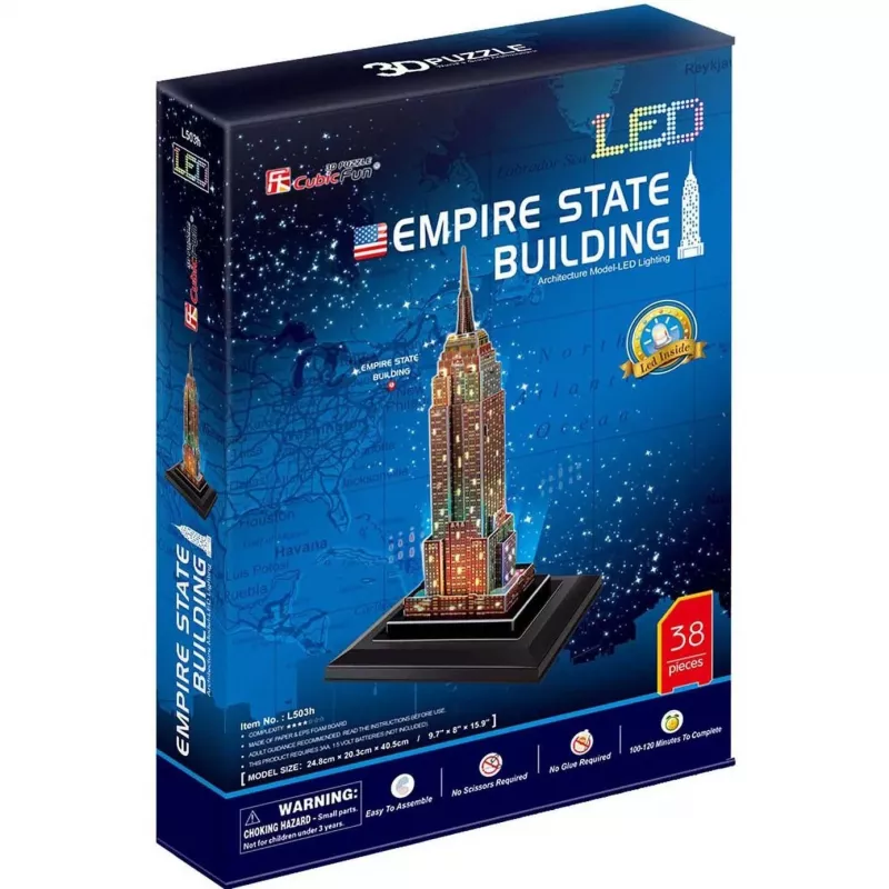 Empire State Building - apgaismots 3D puzle ar 37 detaļām