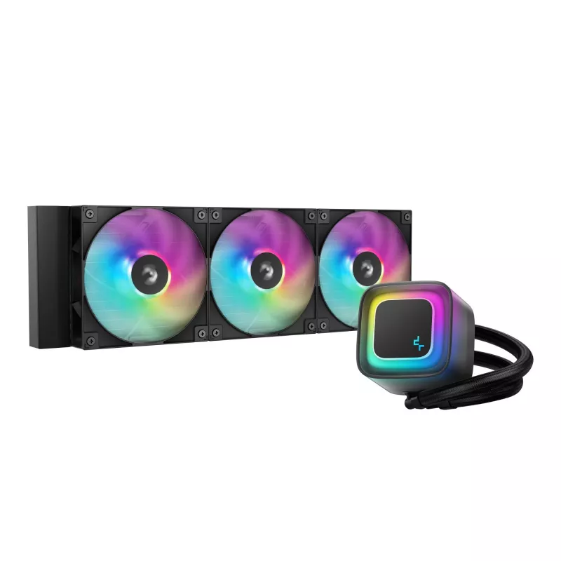 All-in-one šķidruma dzesētājs DeepCool LE360 V2, 3x 120 mm ventilatori, Hydro Dynamic Bearing, melns, atbalsta LGA1150/1151/1155/1200/1700/AM4/AM5