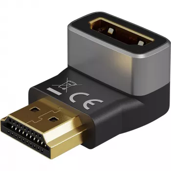 Goobay 72011 HDMI™ leņķa adapteris 270° vertikāls, 8K @ 60 Hz, apzeltīts, melns, sudrabs