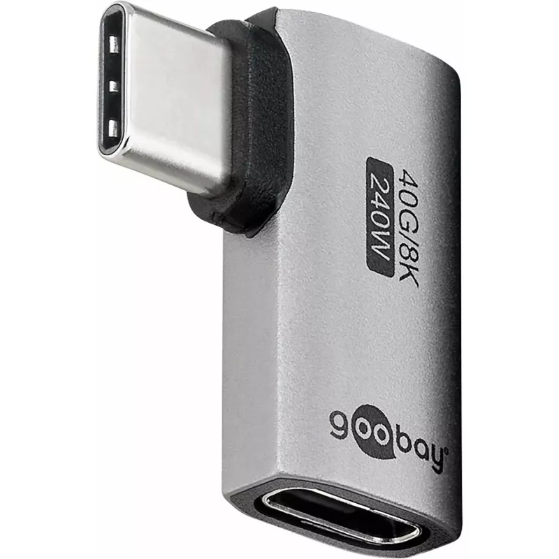 Goobay USB-C adapter horizontāls 90° USB4 - spraudnis>ligzda (74441)